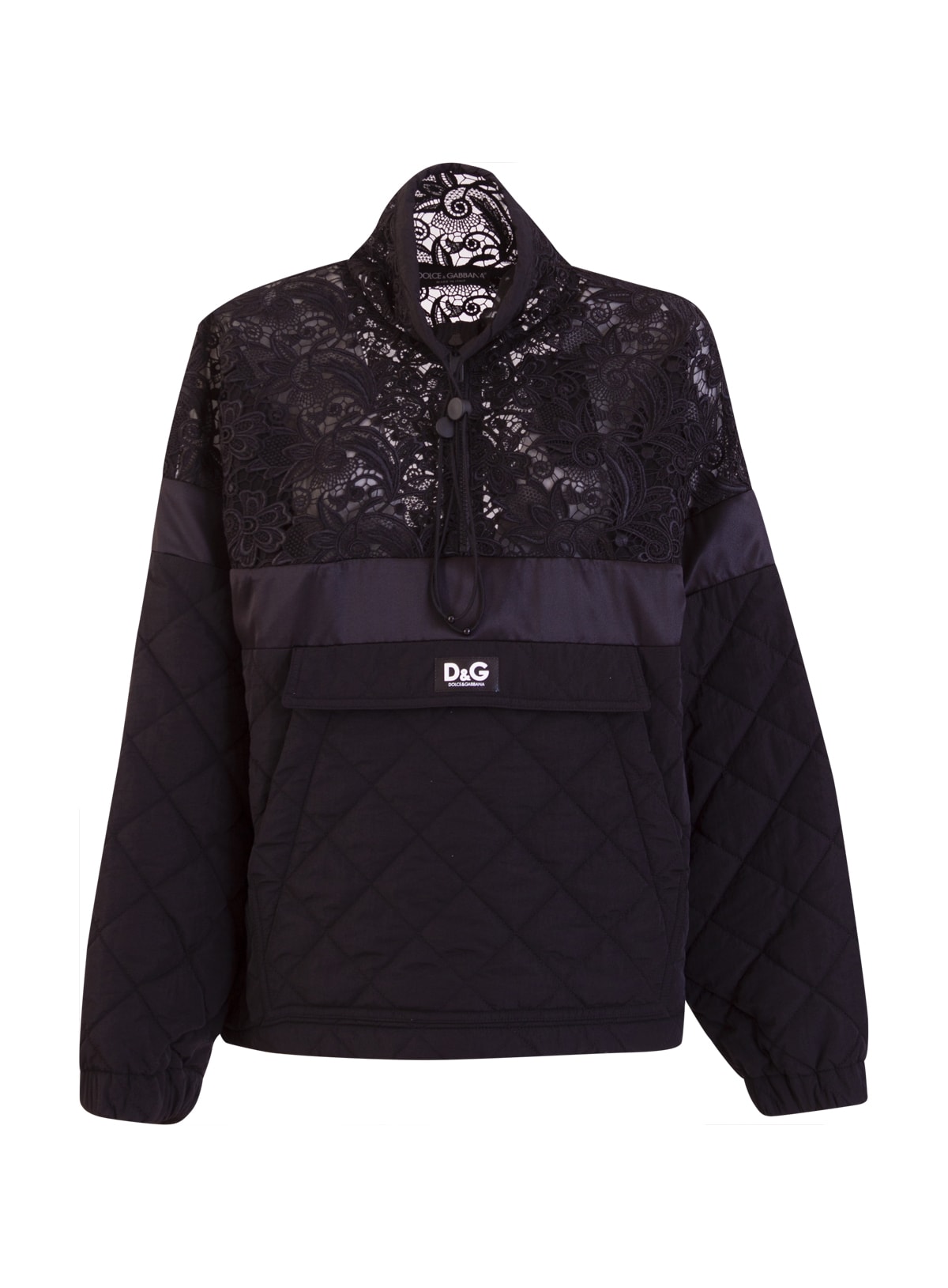 Photo of  Dolce & Gabbana Dolce & gabbana Quilted Nylon And Macram?Lace Anorak- shop Dolce & Gabbana jackets online sales