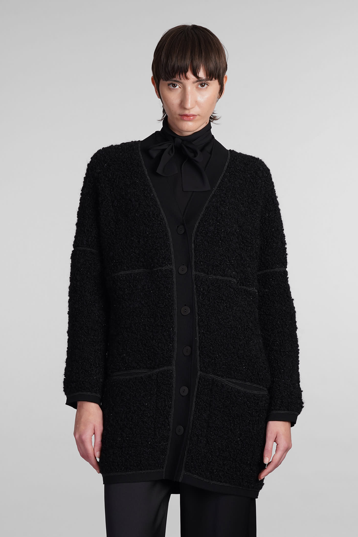 Shop Giorgio Armani Cardigan In Black Wool