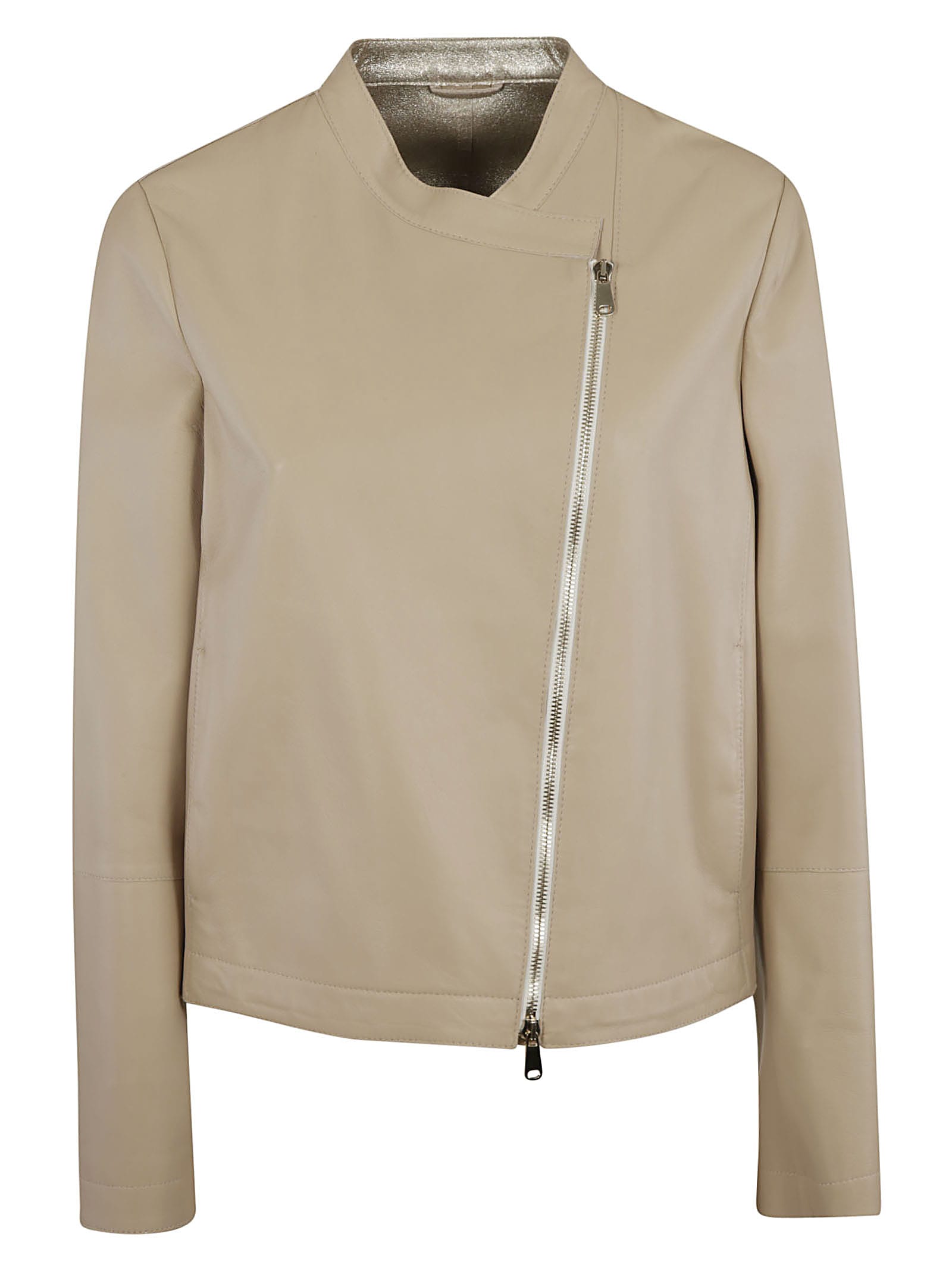 Brunello Cucinelli One-side Zip Jacket In Gravel/gold