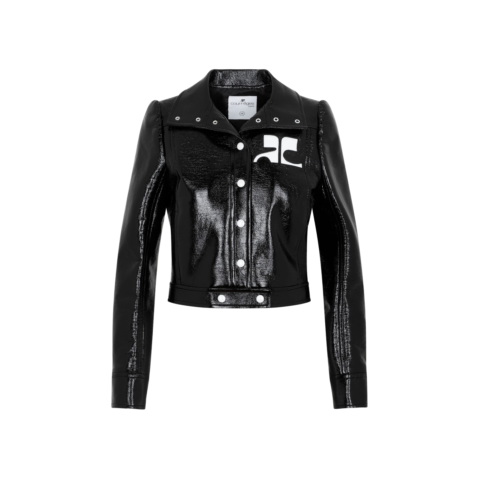 Courrèges Re-edition Vinyl Effect Jacket In Black