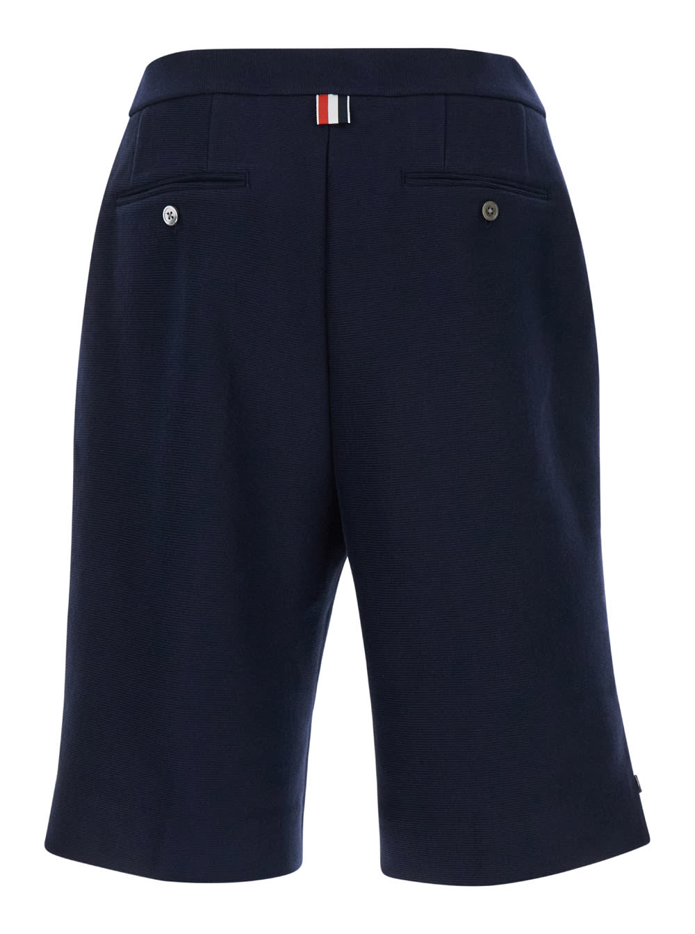 Shop Thom Browne Blue Bermuda Shorts With Rwb Stripe Detail In Cotton Man