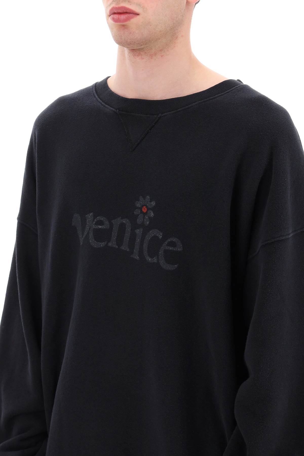 Shop Erl Venice Print Maxi Sweatshirt In Black 1 (black)