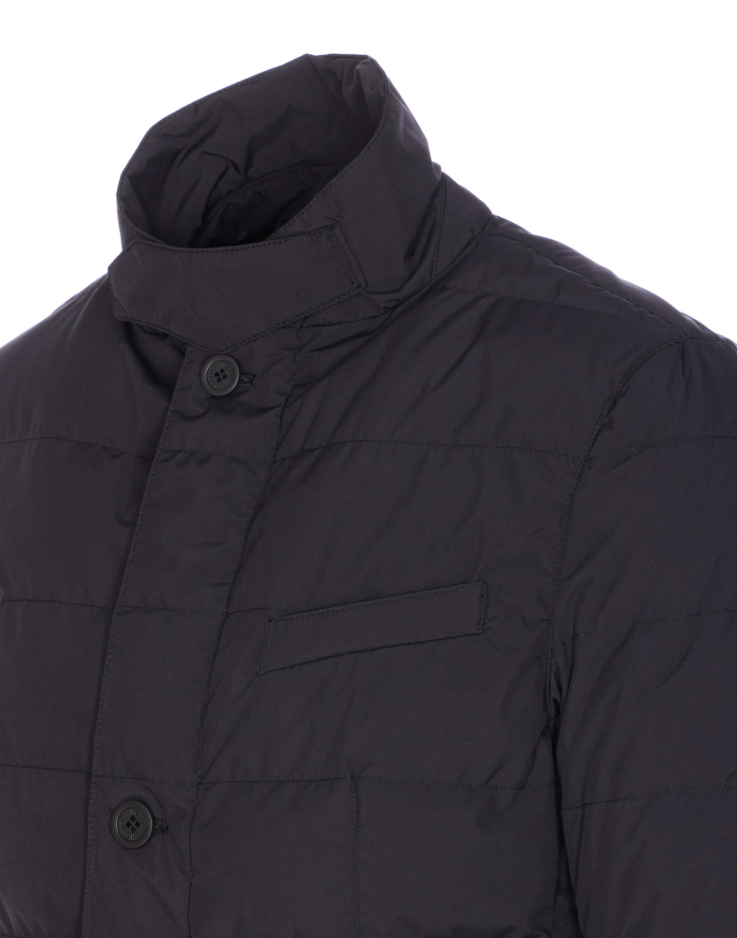 Herno Modern Blazer With High Collar And Pockets In Black