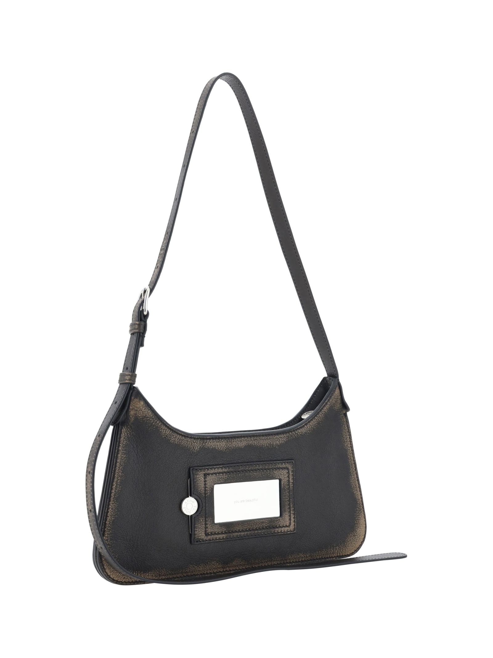 Acne Studios Hobo Brown Leather Bag In Dark Brown/beige