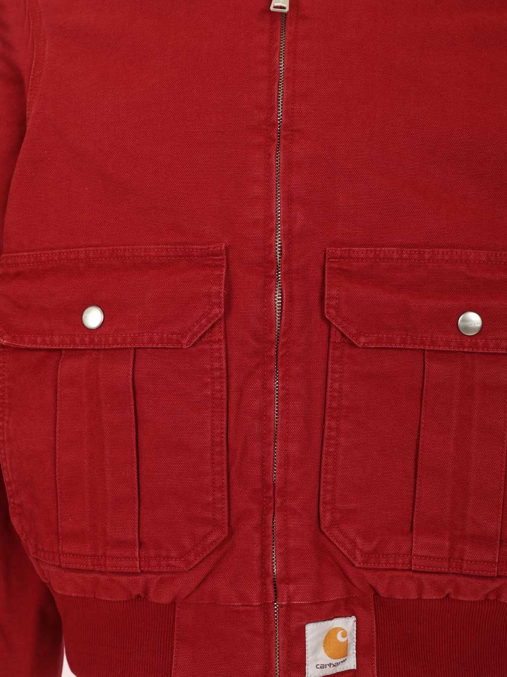 Carhartt Collared Jacket With Ribbed Cuffs And Hem In Red