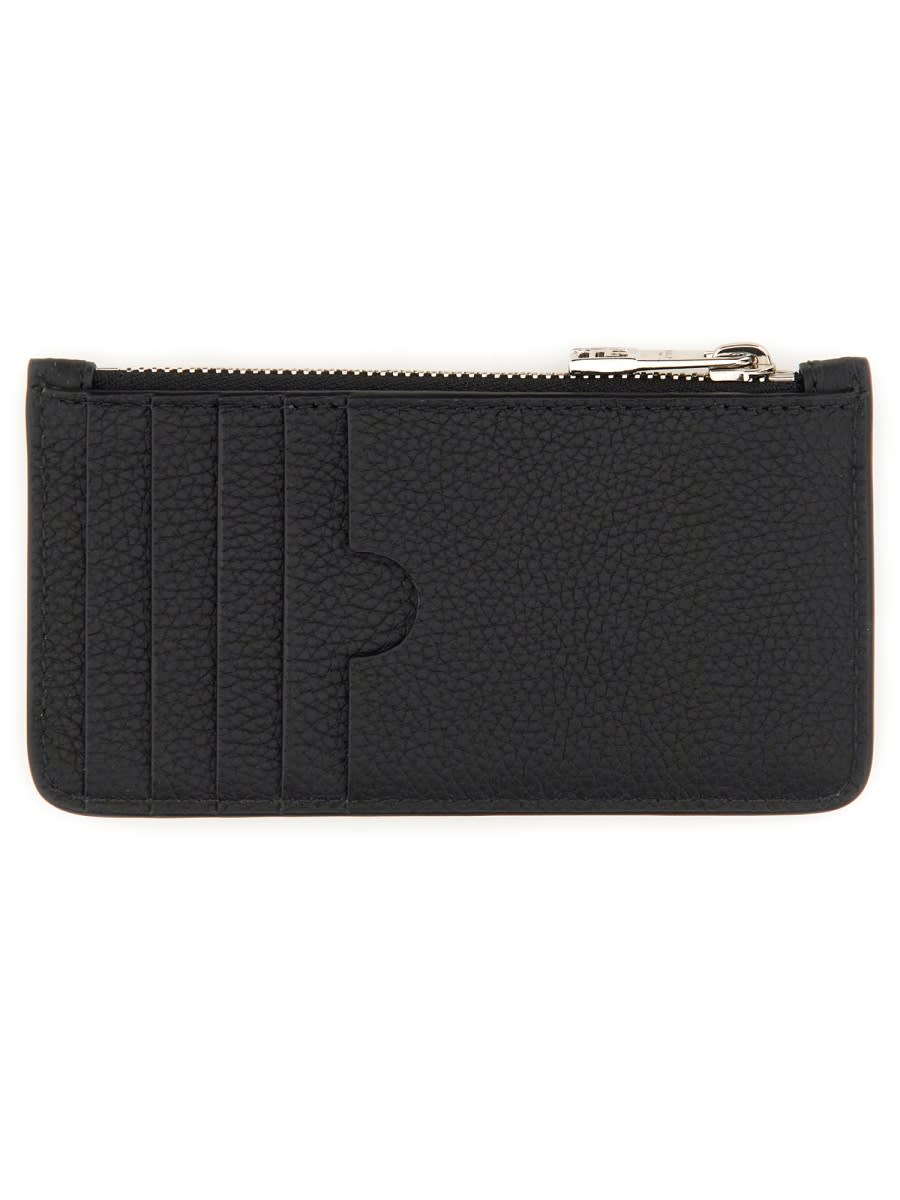 Balmain Monogram-embossed Leather Cardholder In Black
