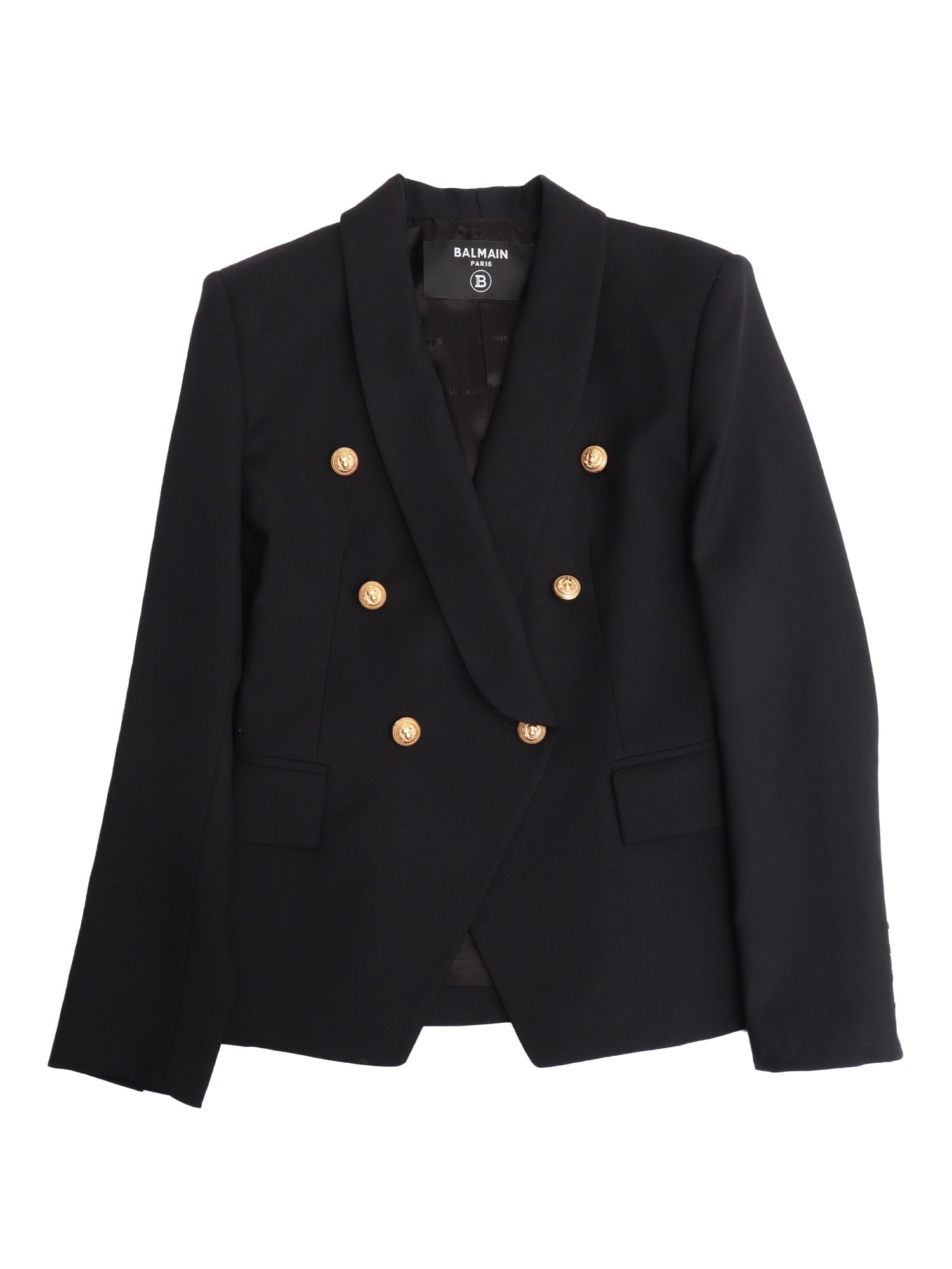 Balmain Black Viscose Blazer In Black