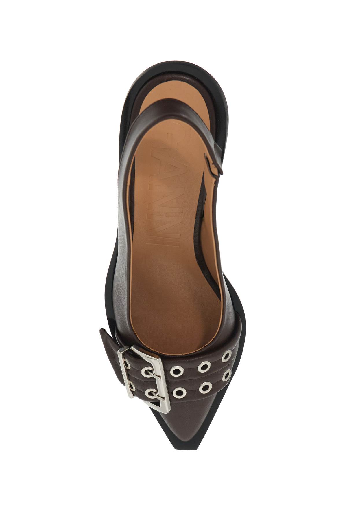 Shop Ganni Slingback Decollet In Chocolate Fondant (brown)