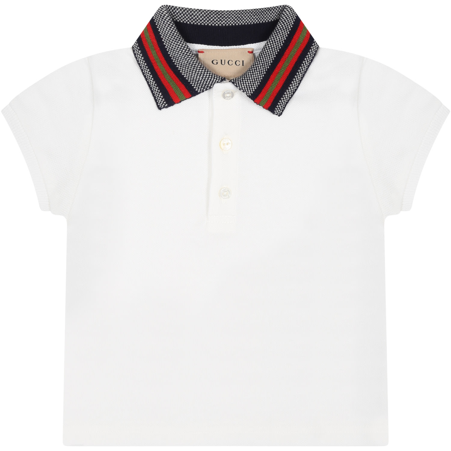 GUCCI WHITE POLO SHIRT FOR BABY BOY WITH DOUBLE G