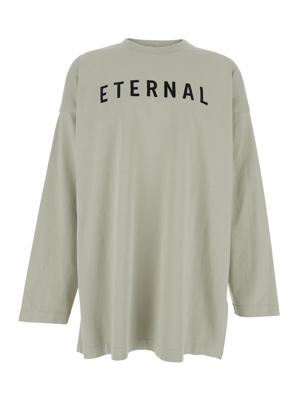 Grey T-shirt With Eternal Print On The Front And Logo Patch On The Back In Cotton Man
