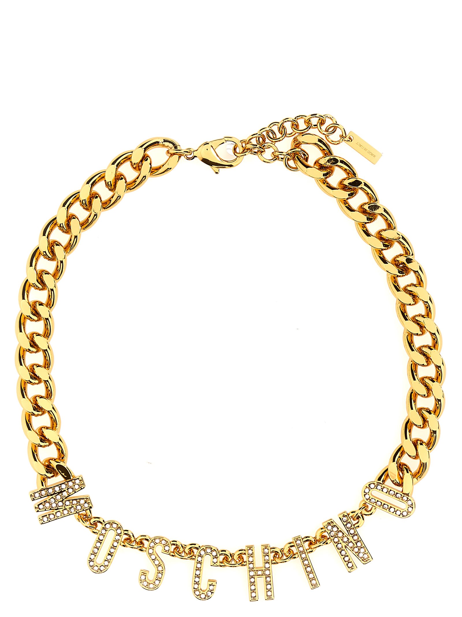 Shop Moschino Logo Necklace In Gold