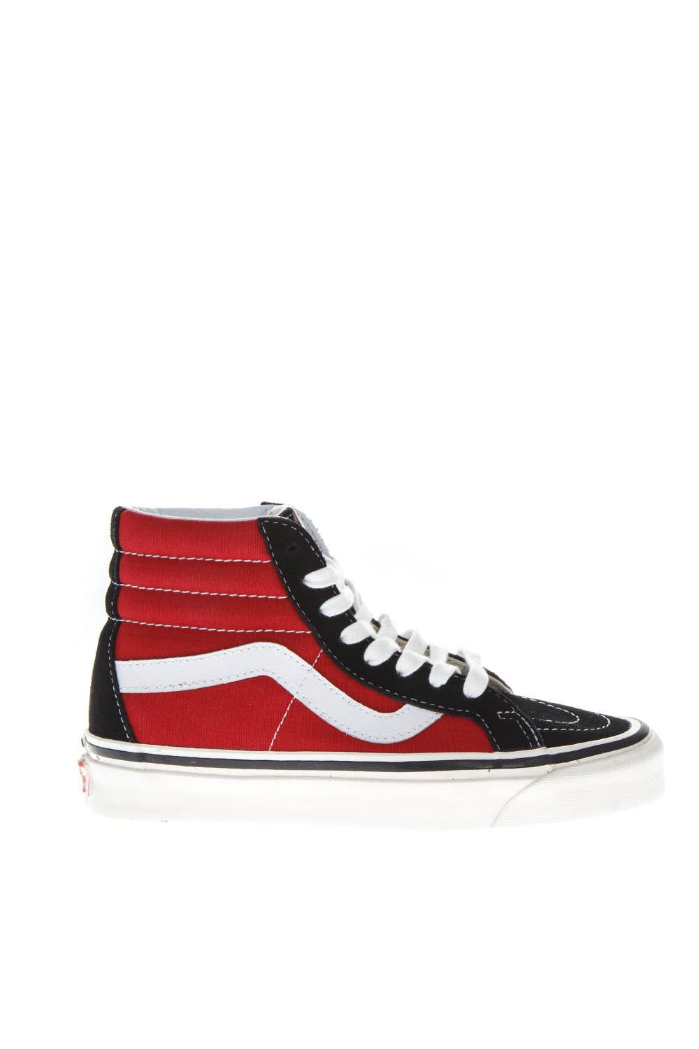 black and red vans high tops