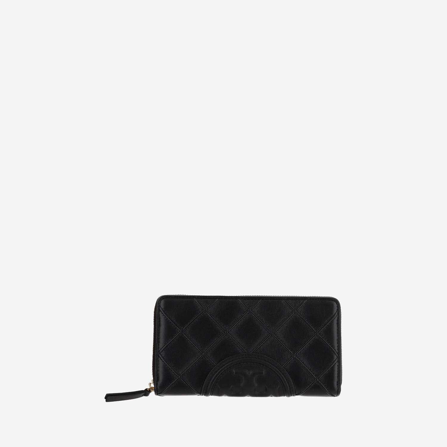 Shop Tory Burch Continental Fleming Leather Wallet In Black