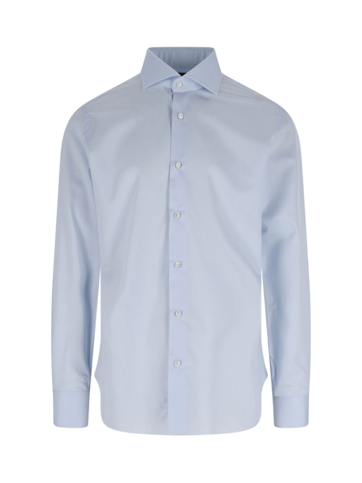 Barba Napoli Classic-collar Cotton Shirt In Blue