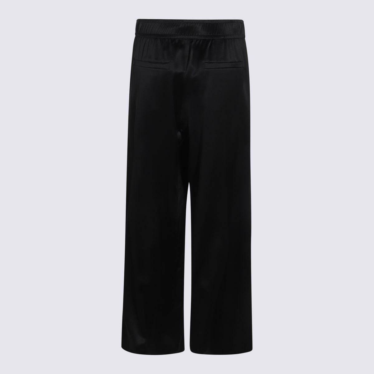 Brunello Cucinelli Satin Elastic Waistband Trousers With Back Pockets In Black