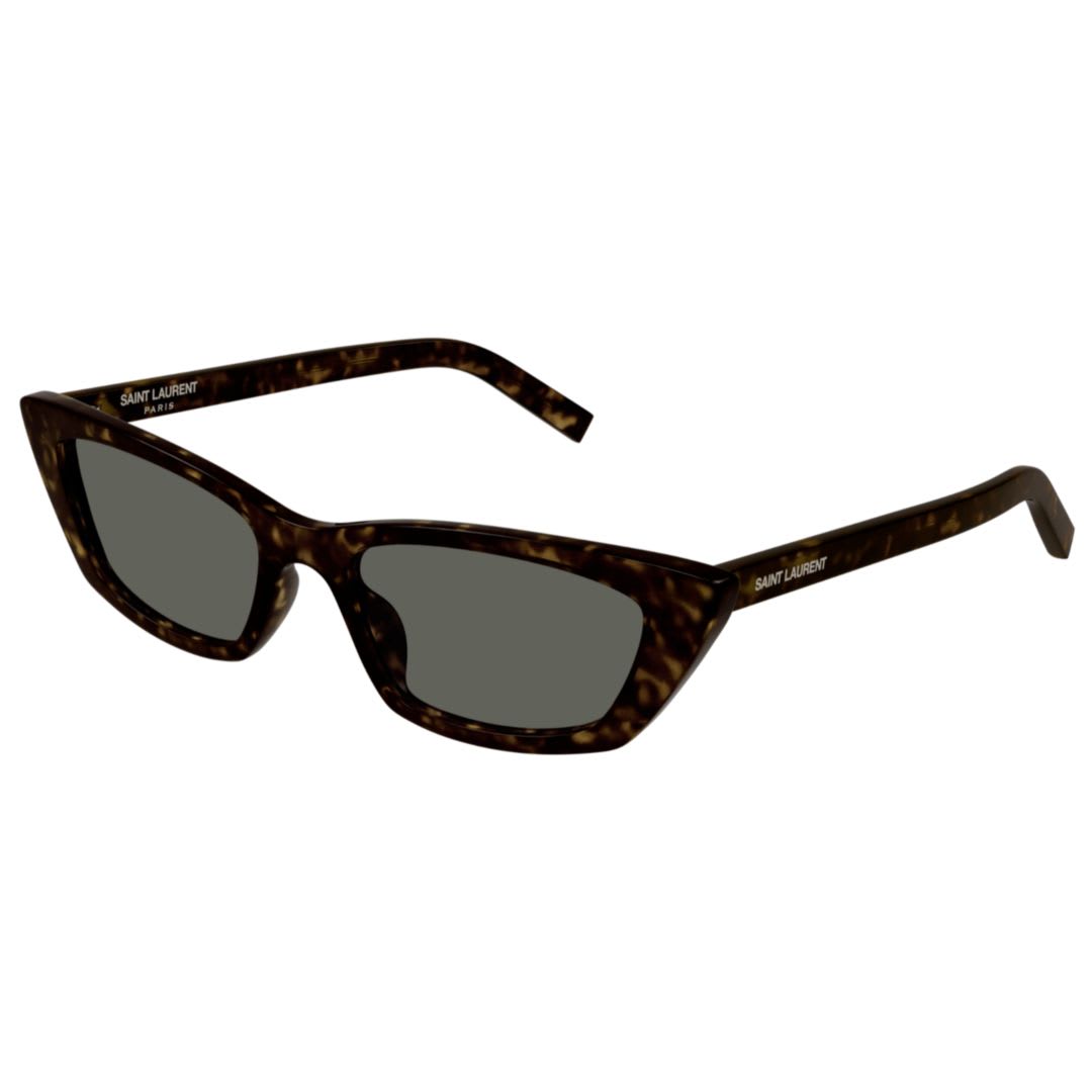 Saint Laurent Sleek Acetate Cat-eye Sunglasses In 010 Havana Havana Grey
