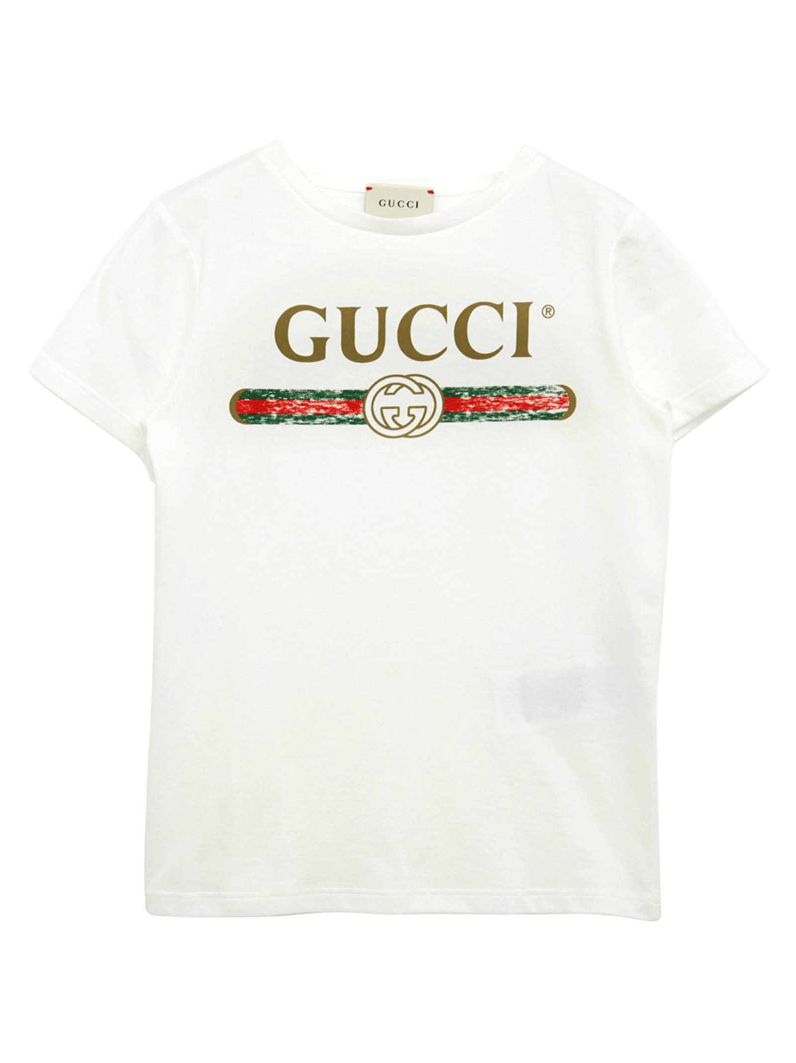 Shop Gucci Logo Print T-shirt In Bianco