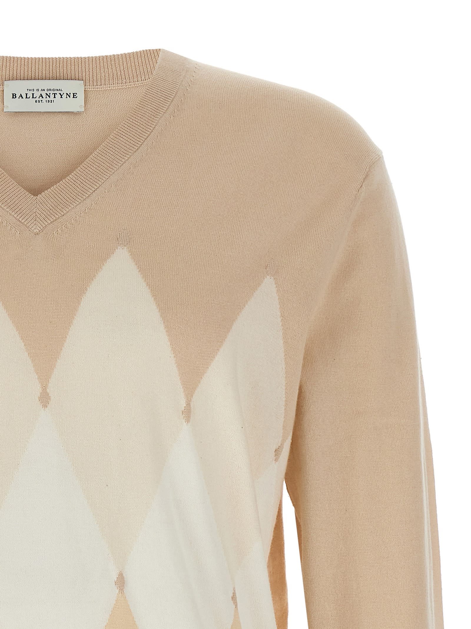Ballantyne Argyle Sweater In Beige