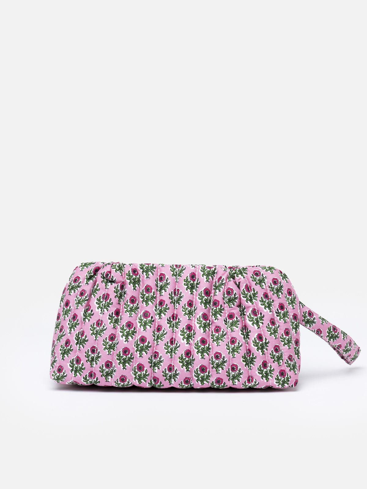Mc2 Saint Barth Flower Patch Quilted Small Pouch In Pink