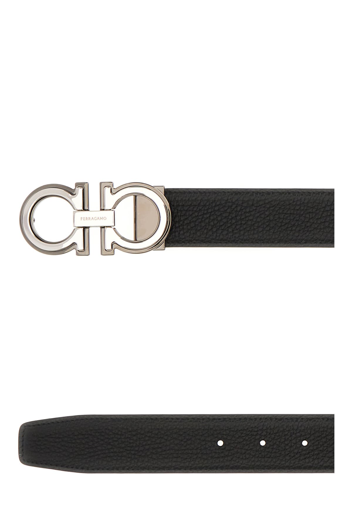 Ferragamo Leather Belt With Gancini Buckle In Black