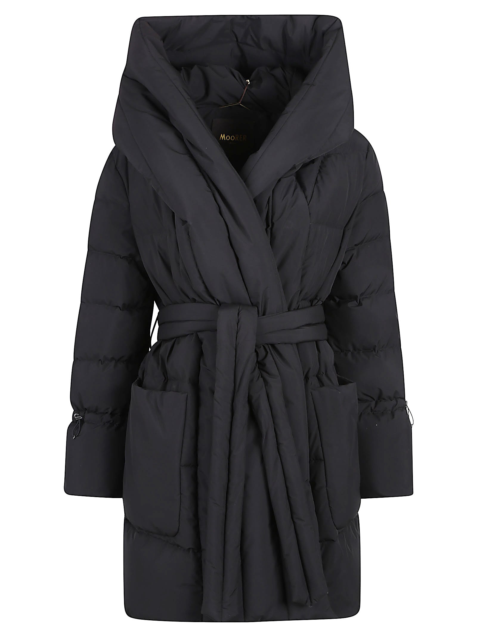 Moorer Long-sleeved Hooded Down Jacket In Black