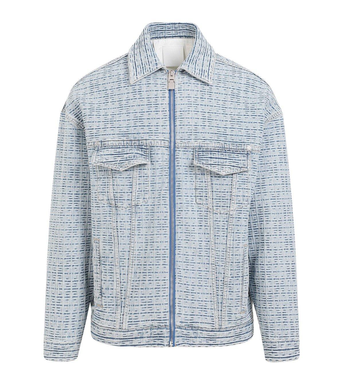 Givenchy 4g Motif Zip-up Shirt Jacket In Clear Blue