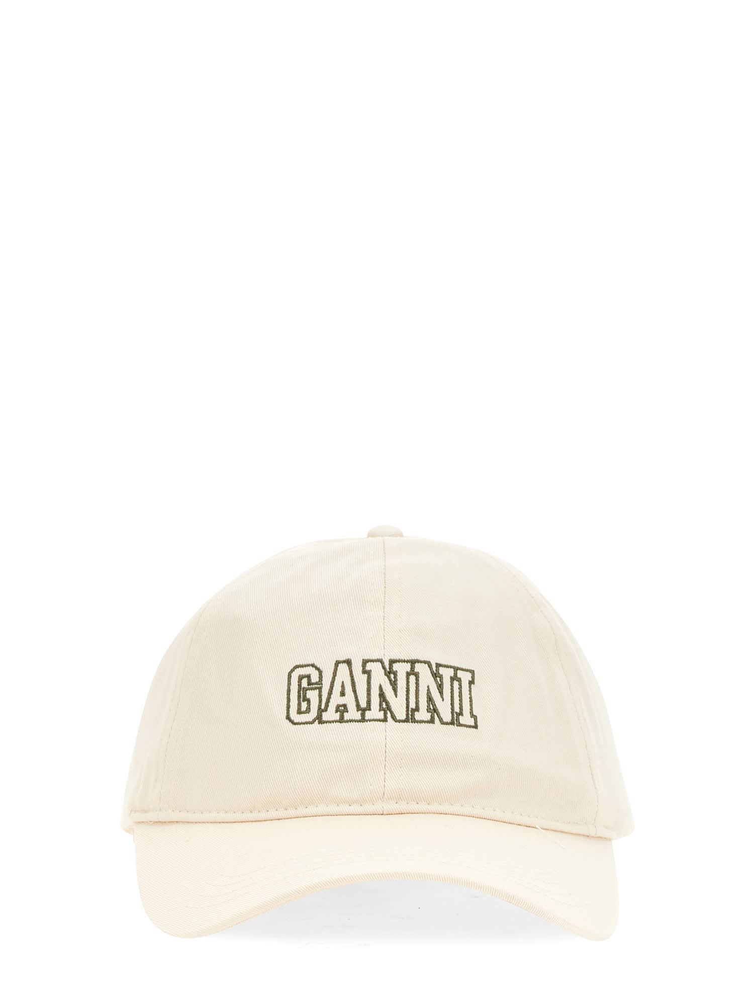 Ganni Logo-embroidered Organic-cotton Baseball Cap In Cipria