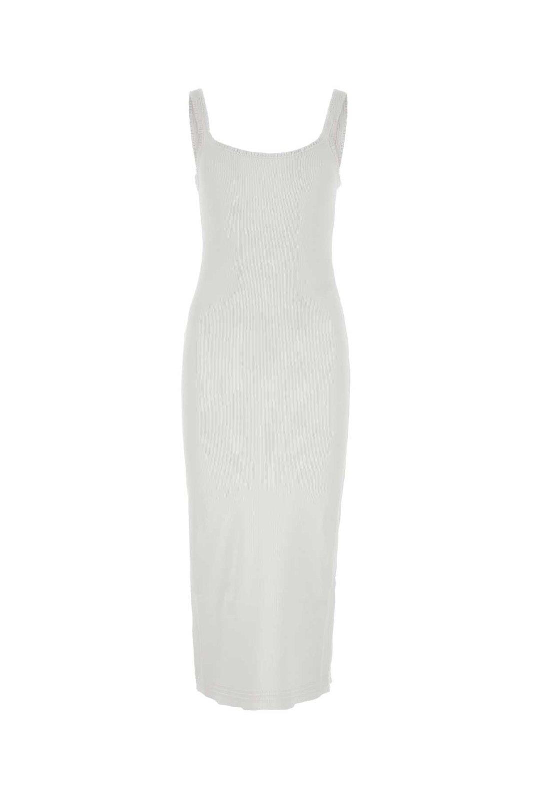 Shop Chloé Ribbed Sleeveless Dress In Bianco