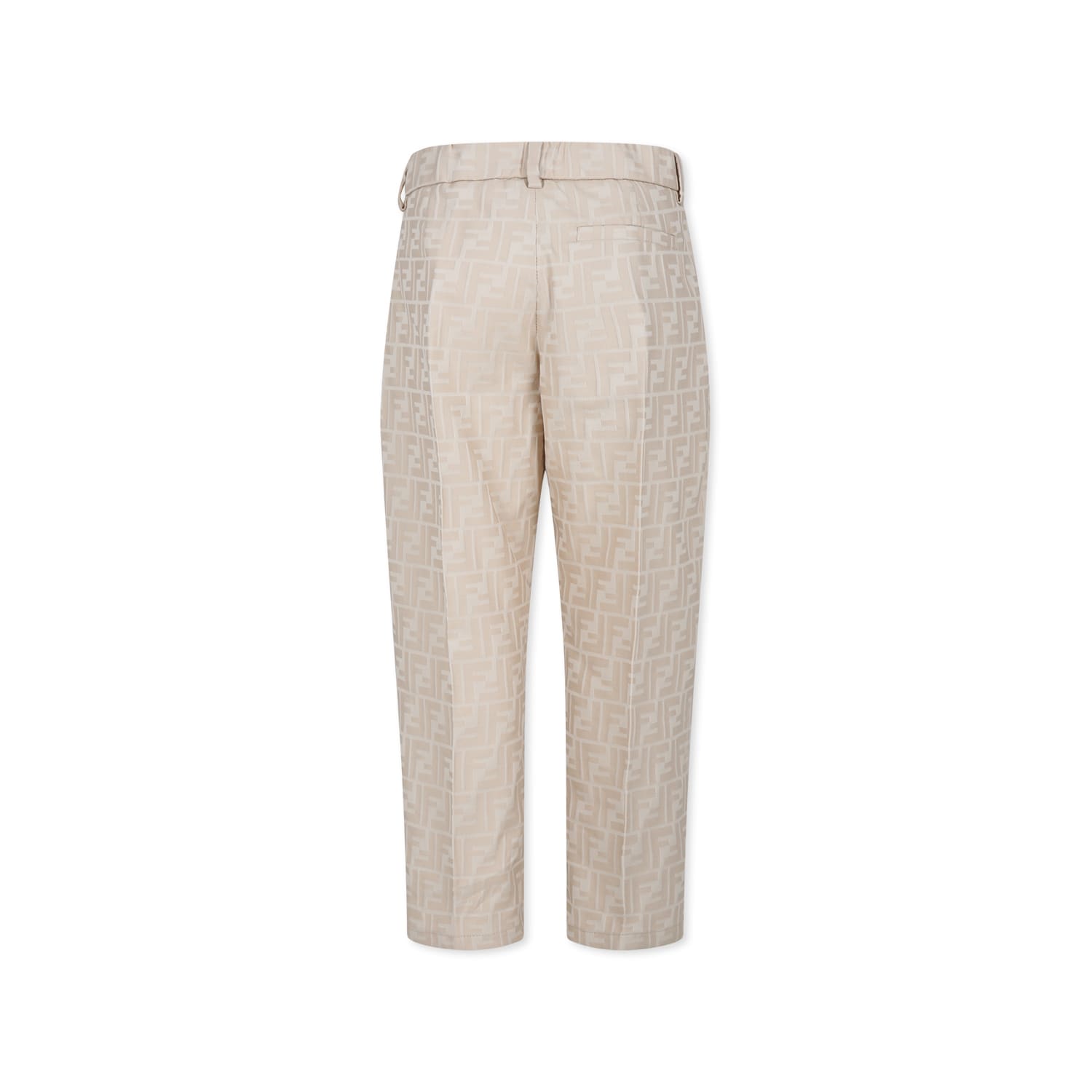 Fendi Beige Trousers For Boy With Ff In Beige