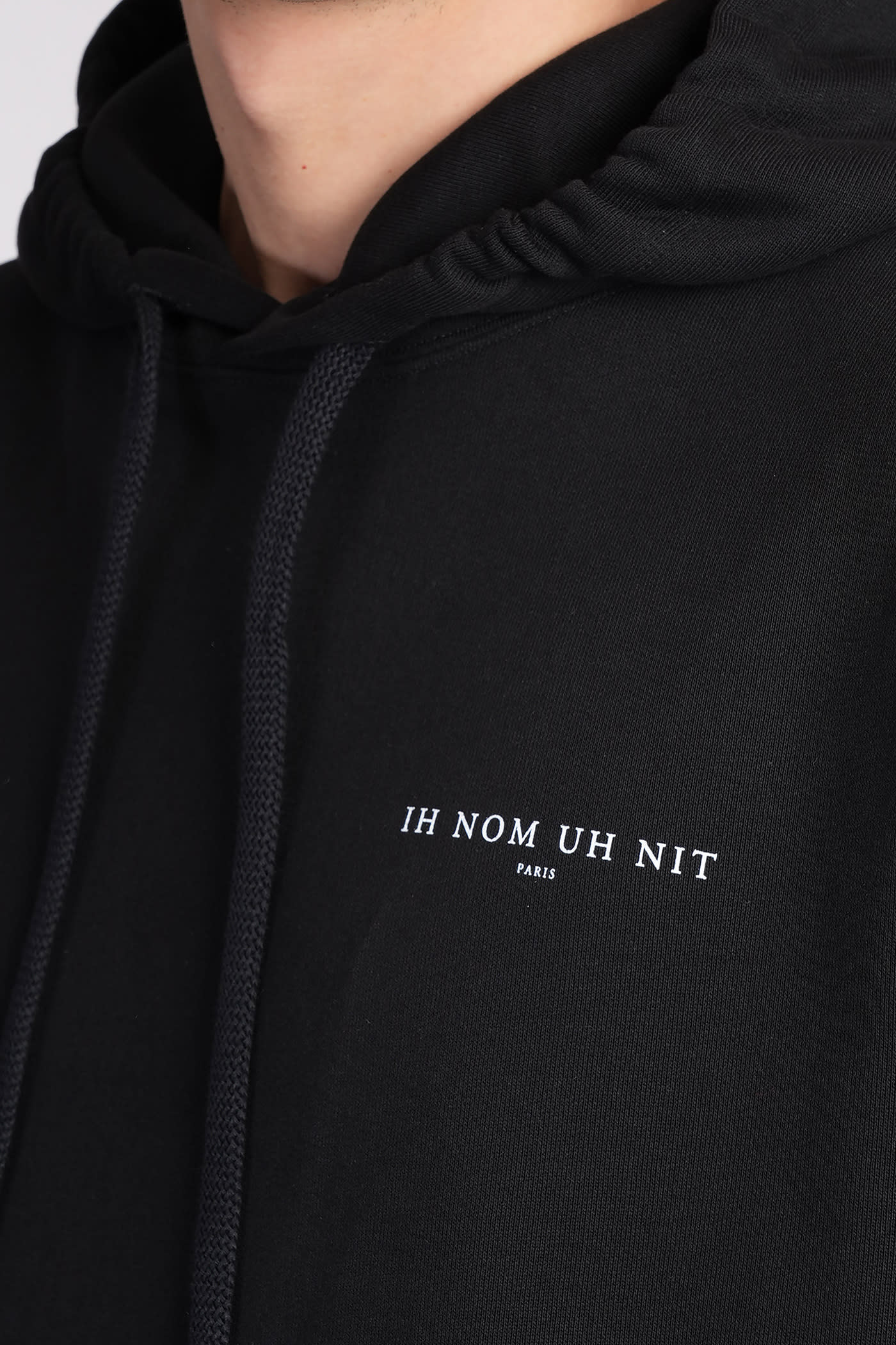Ih Nom Uh Nit Relaxed Fit Black Hoodie With Graphic Design In Black