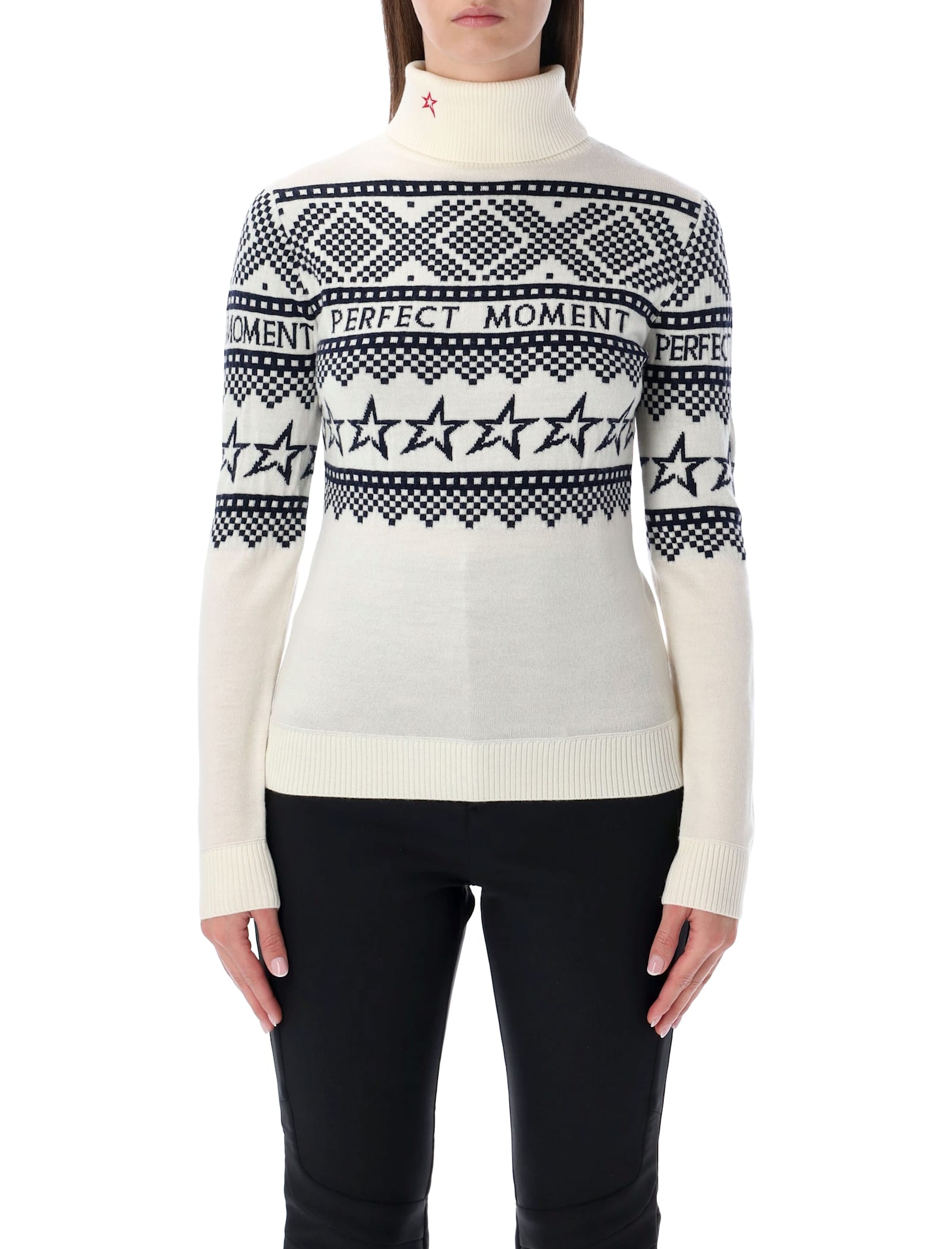 Perfect Moment Intarsia-knit Merino Wool Turtleneck Xl In White