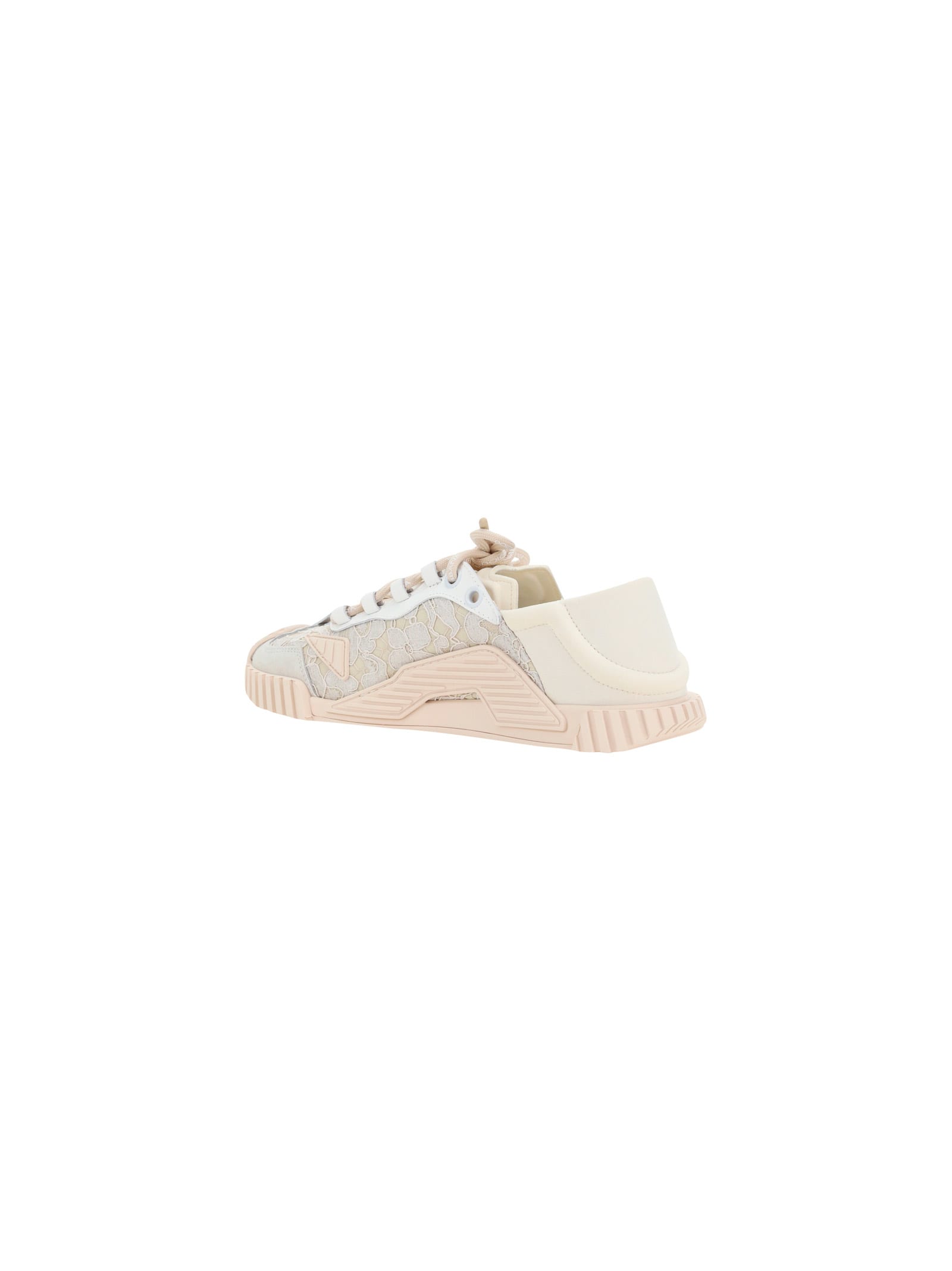 Dolce & Gabbana Nsl Lace-trimmed Low-top Sneakers In Ghiaccio