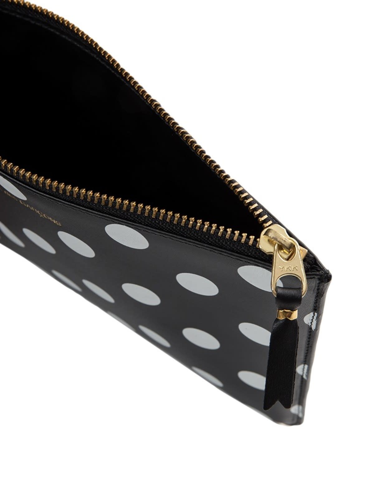 Comme Des Garçons Dots Printed Leather Wallet In Black