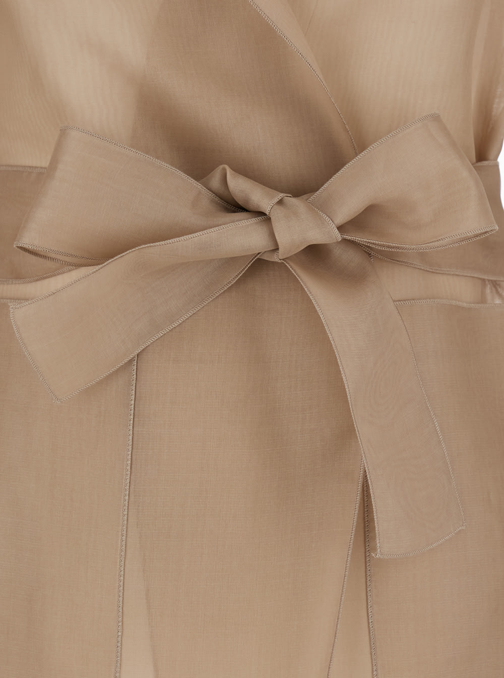 Antonelli James Beige Jacket With Notched Revers And Adjustable Belt Closure In Silk Woman In Nut Beige