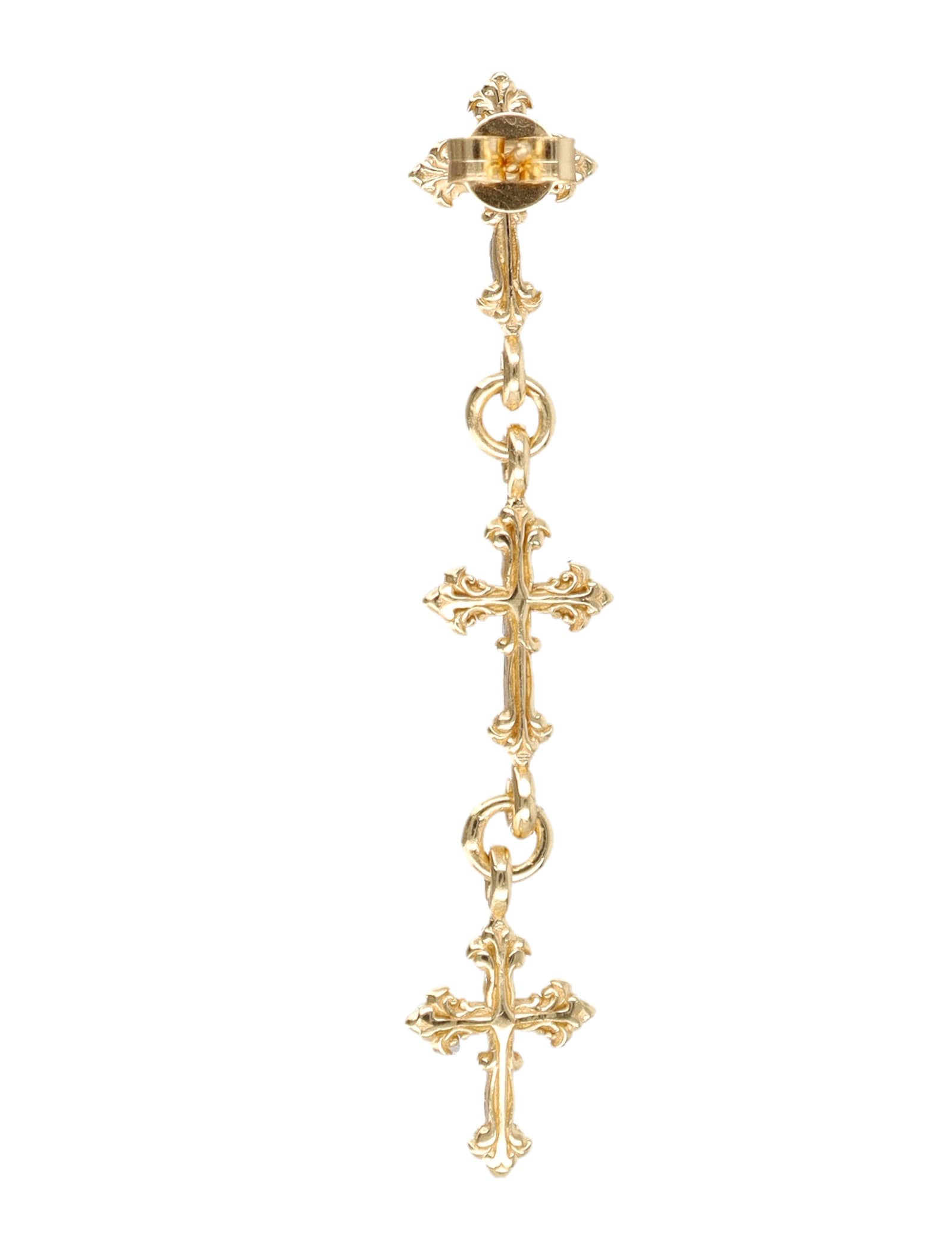 Emanuele Bicocchi Sterling Silver Single Earring With Three Avelli Crosses In Gold