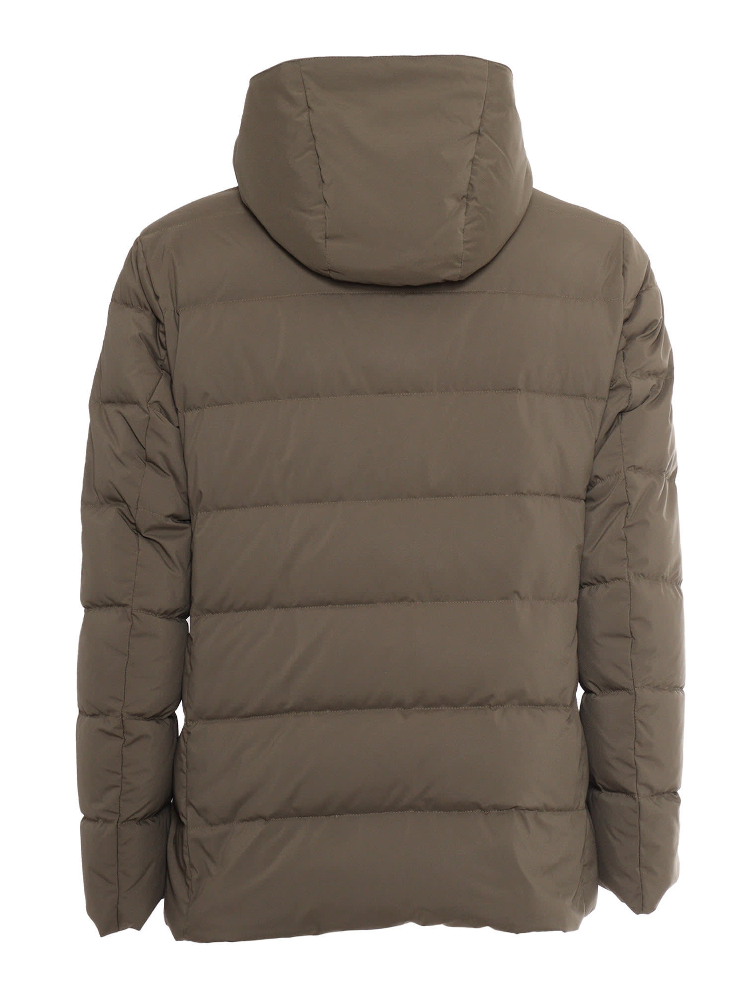 Shop Fay Double Breasted Hooded Down Jacket In Green