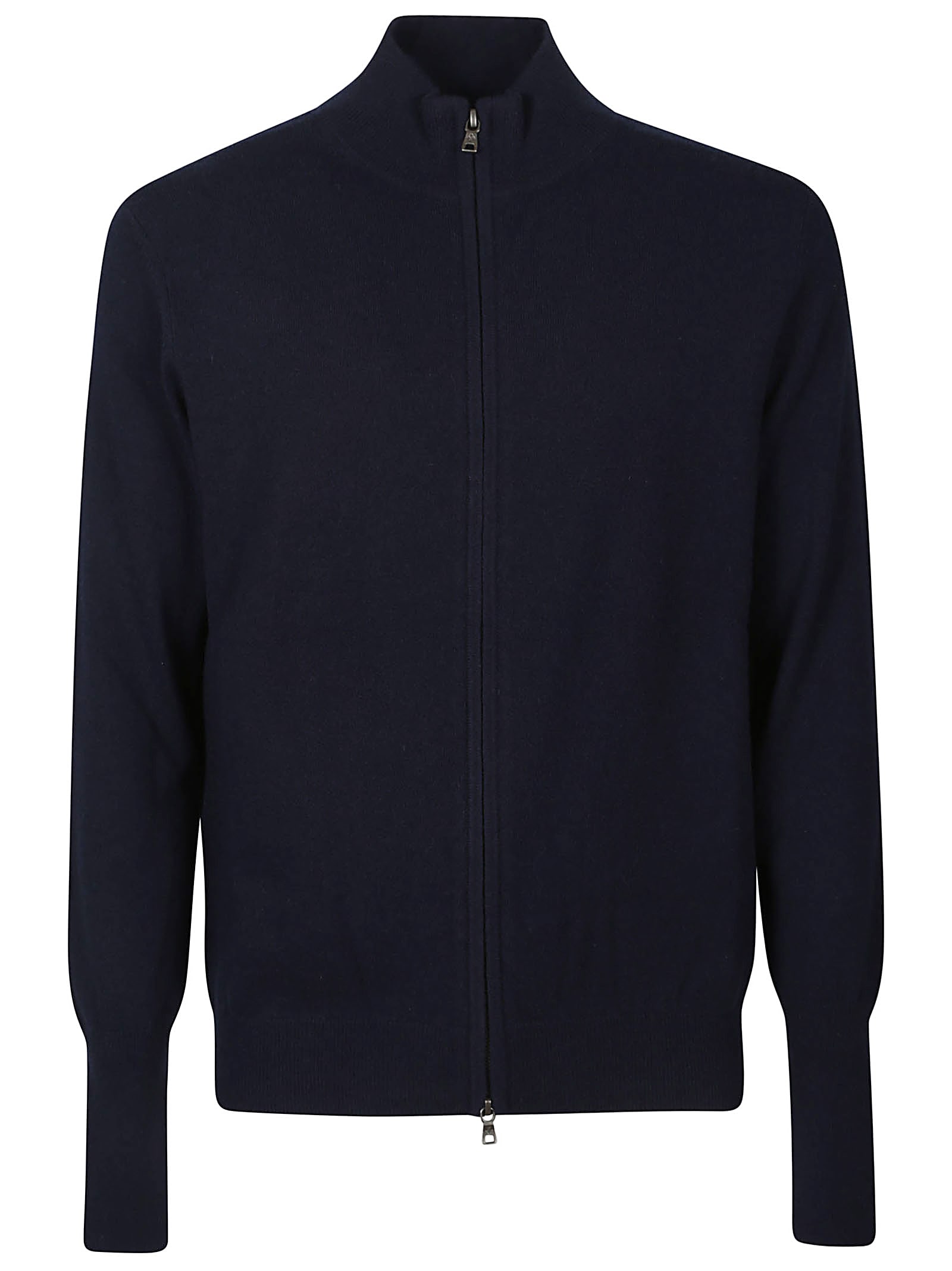 Shop Ballantyne Plain Full Zip Cardigan In Navy