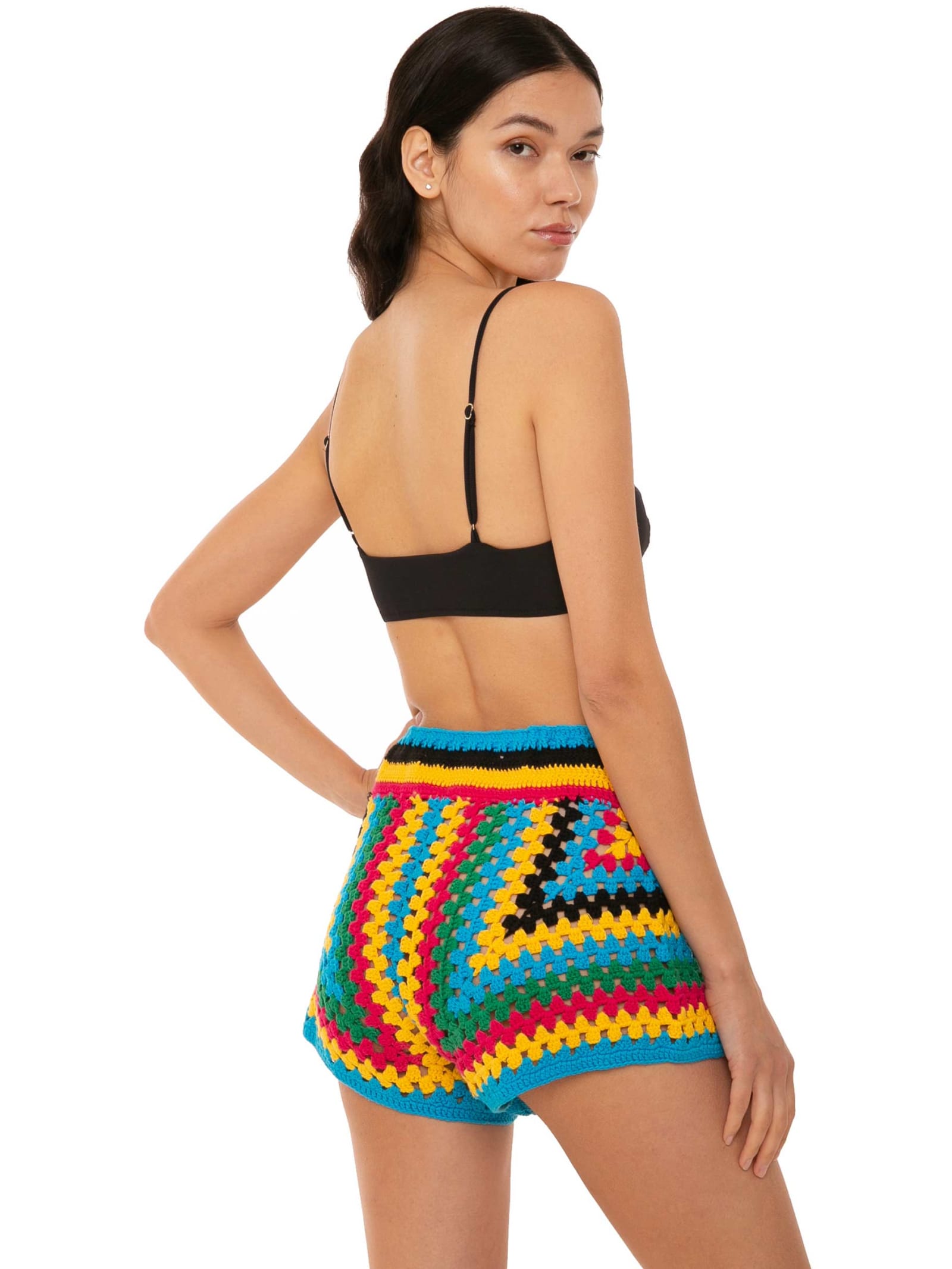 Shop Mc2 Saint Barth Multicolor Crochet Shorts