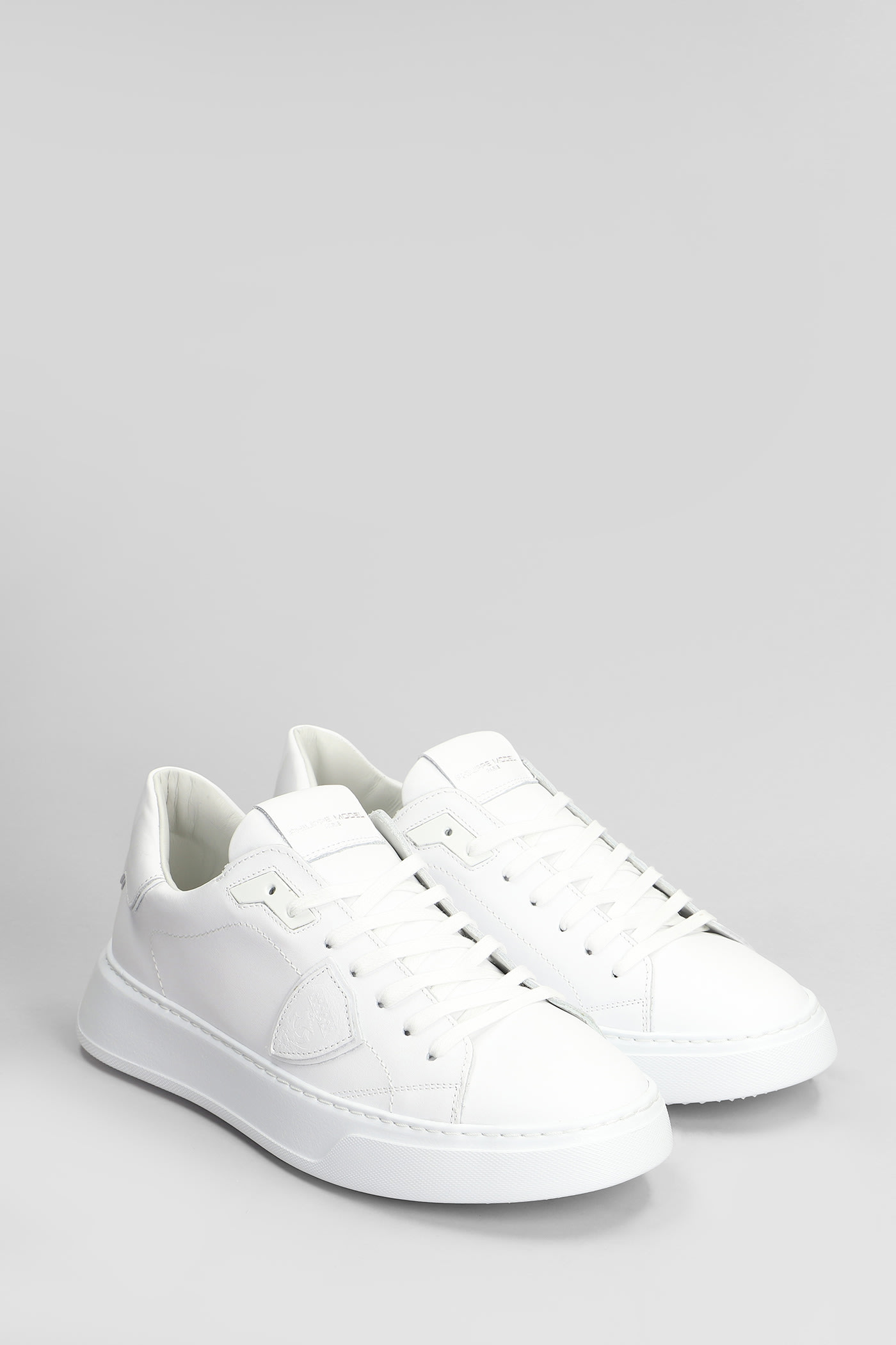 Philippe Model Temple Veau Leather Sneakers In White