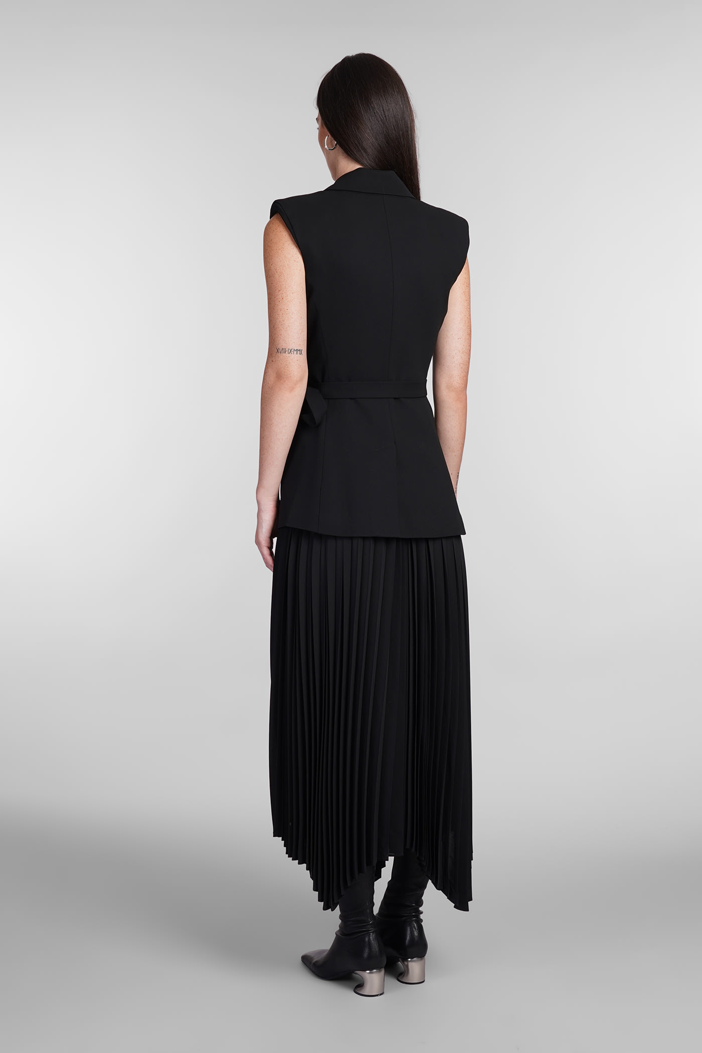 Simkhai Helena Layered Crepe And Chiffon Midi Wrap Dress In Black