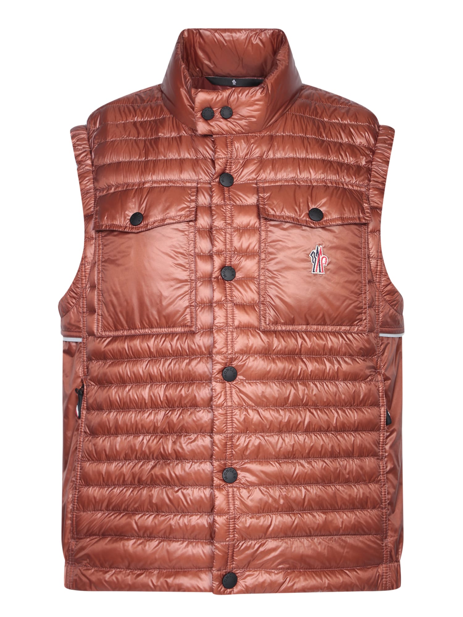 Shop Moncler Ollon Brown Vest