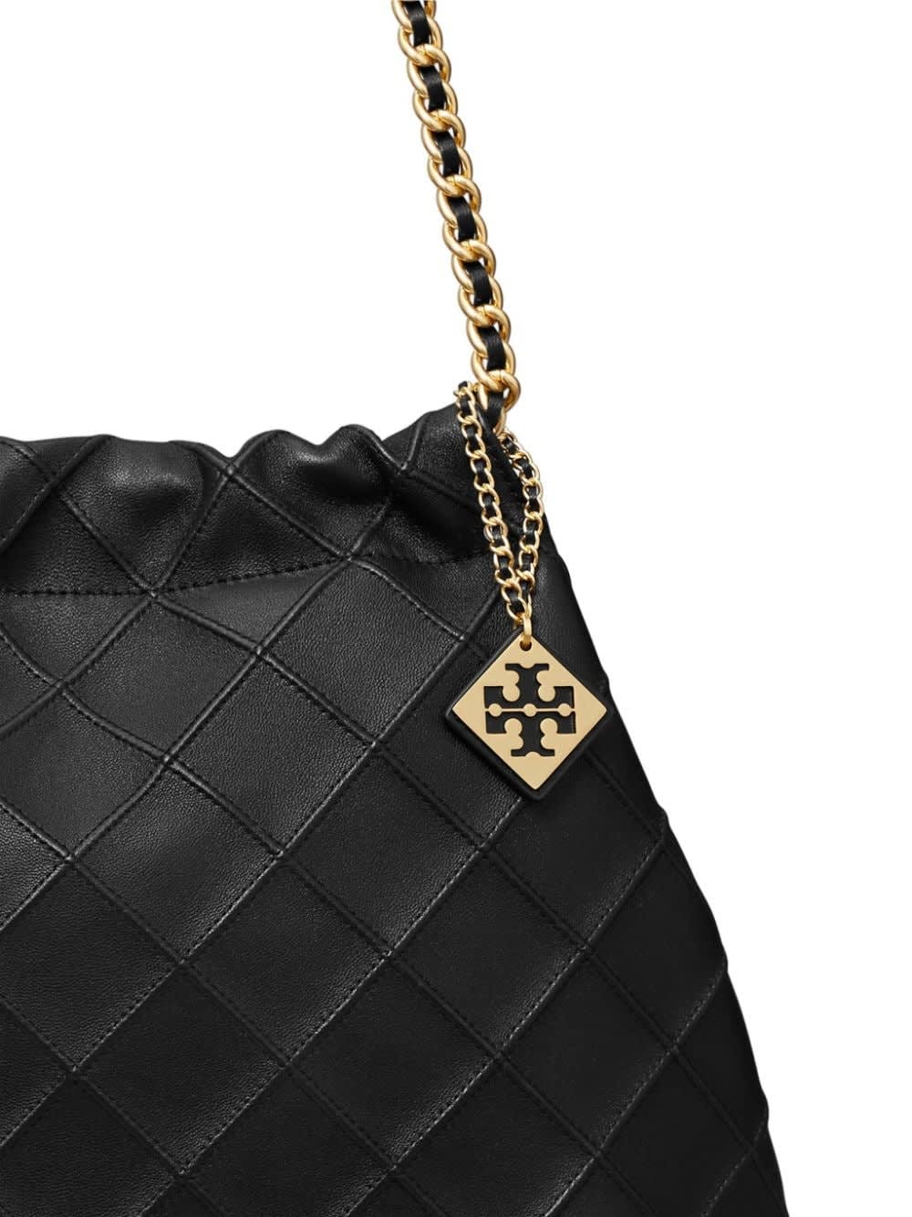 Shop Tory Burch Fleming Soft Drawstring Bag In Black