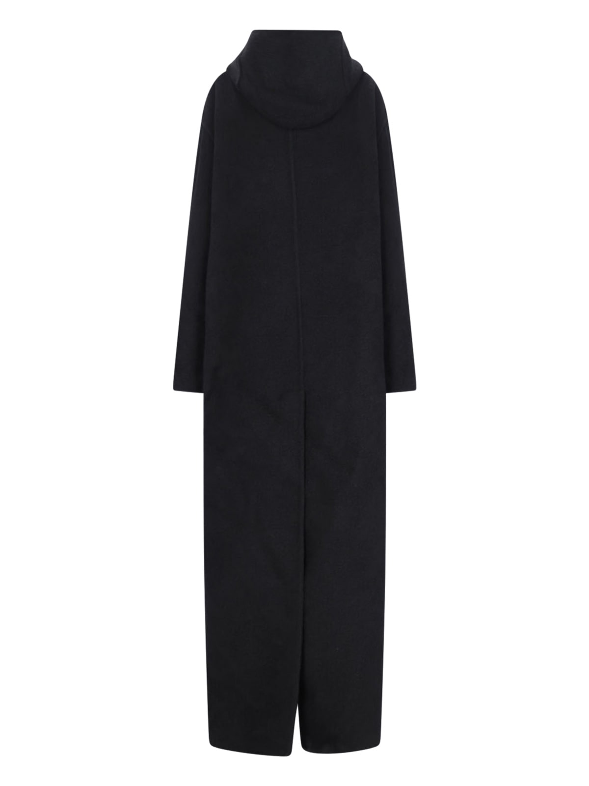 Rick Owens Maxi Coat With Hood In Black