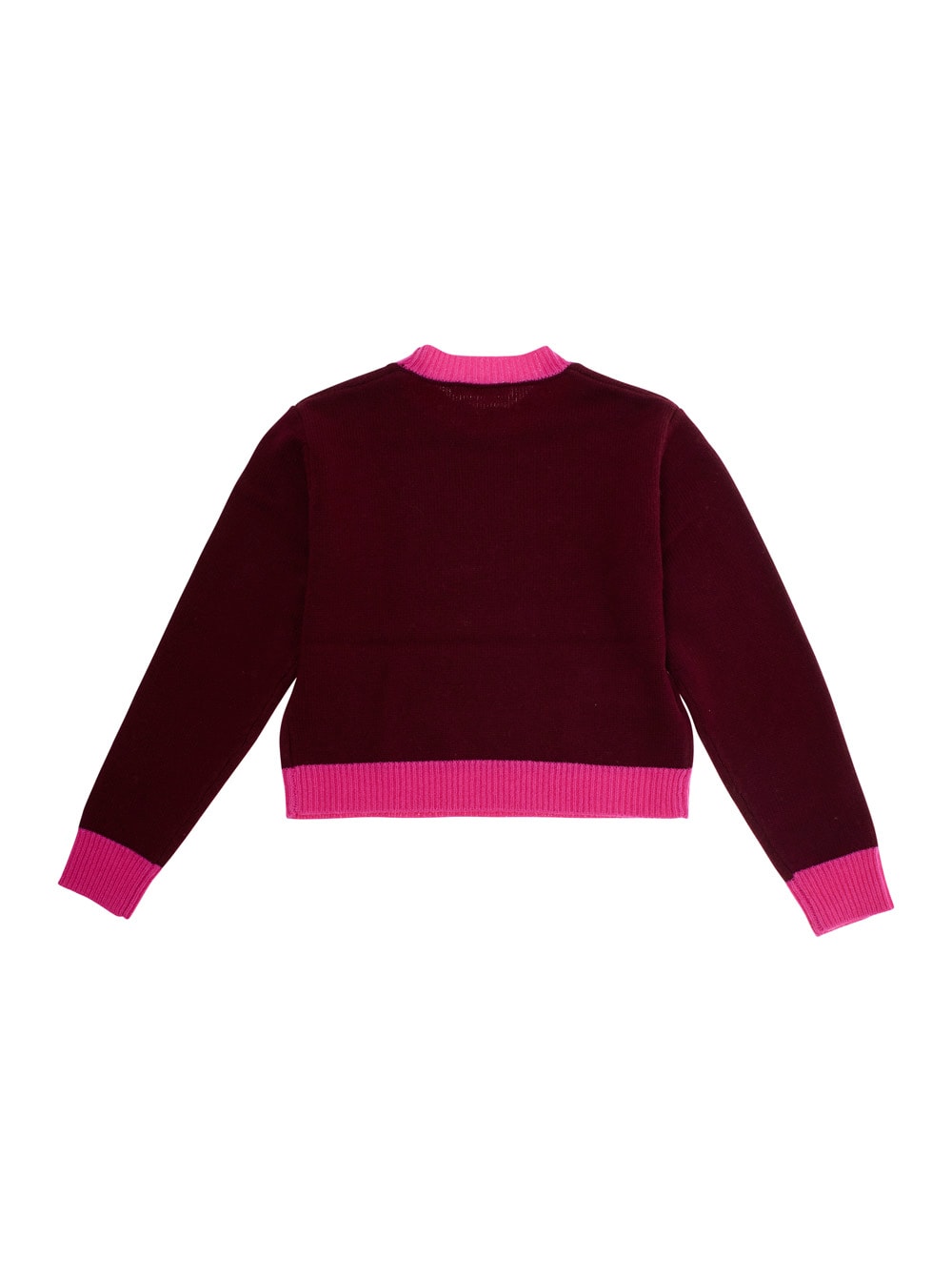 Marni Maglione Girocollo In Misto Lana-cashmere Colorblock In Pink