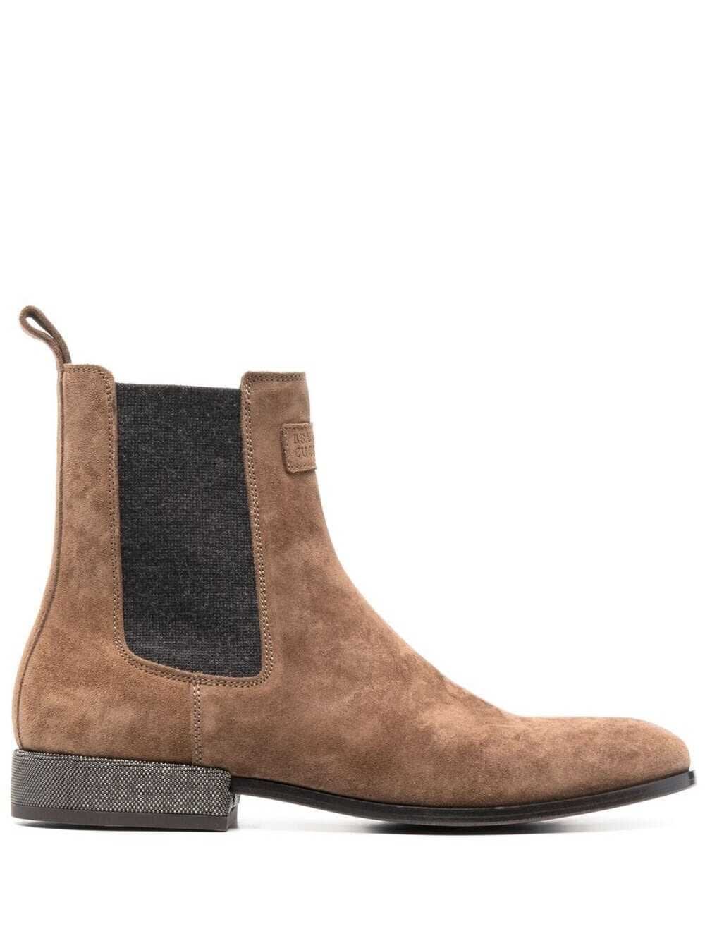Brunello Cucinelli Brown Suede Leather Ankle Boots