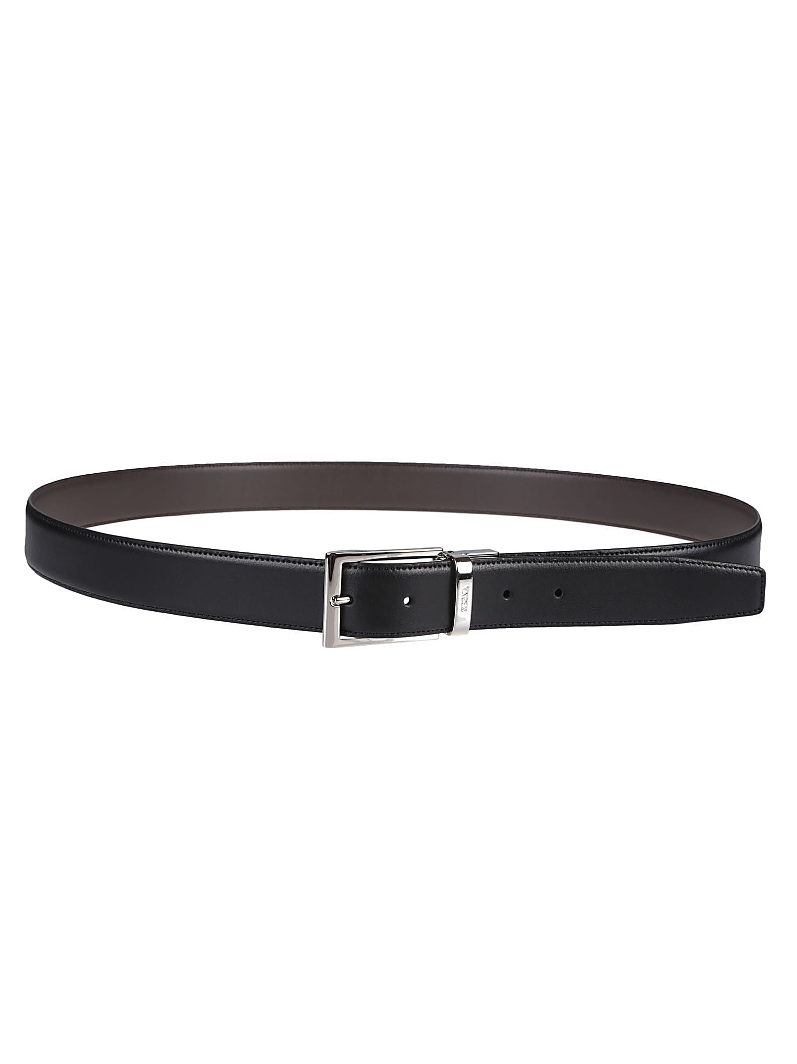 Shop Zegna Reversible And Adjustable Belt In Ntm Nero/marrone Scuro