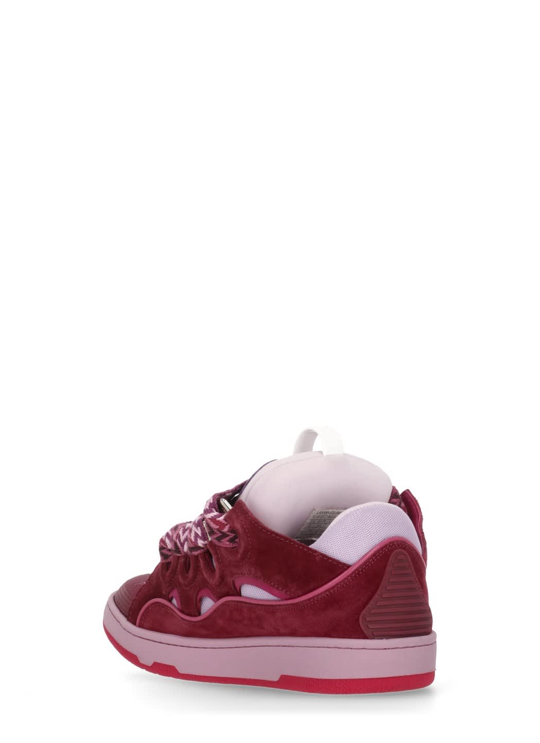 Lanvin Leather Blend Sneakers Featuring Contrast Stitching In Pink