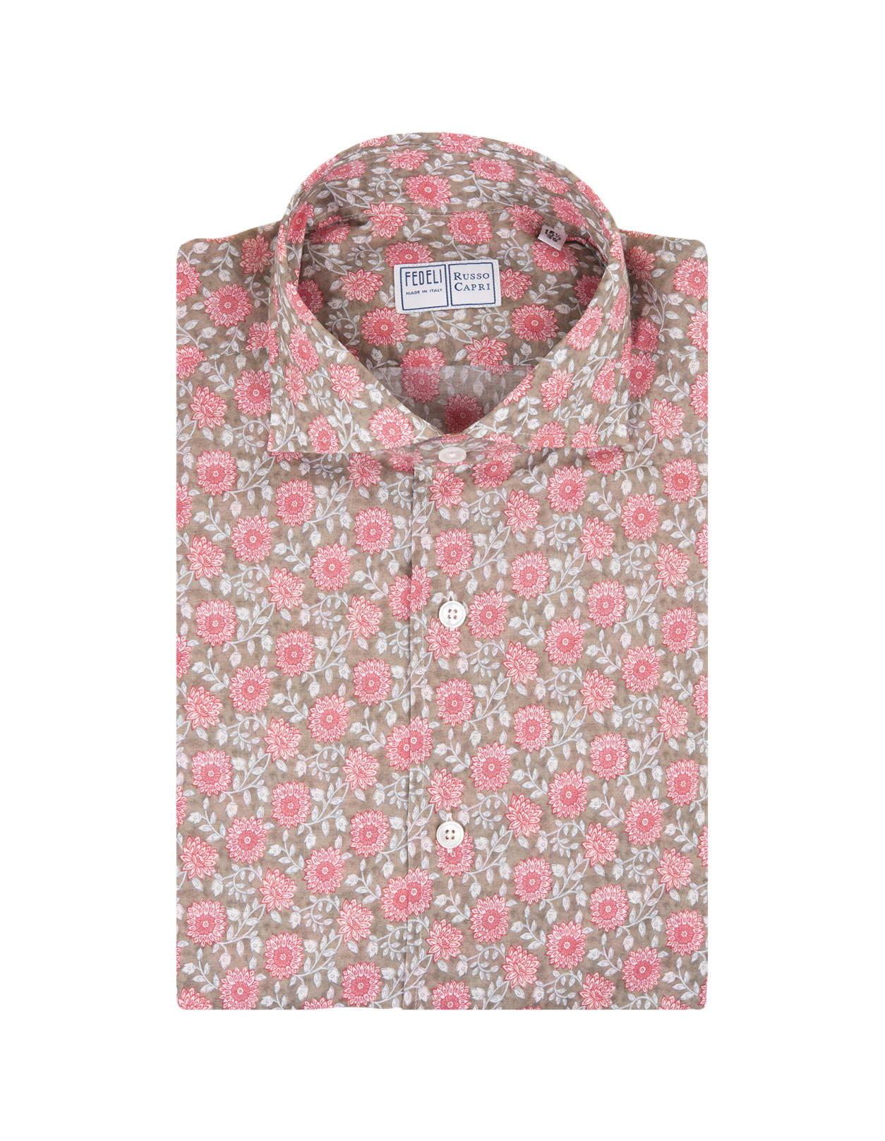 Shop Fedeli Sean Shirt In Sand/pink Floral Panamino In Brown