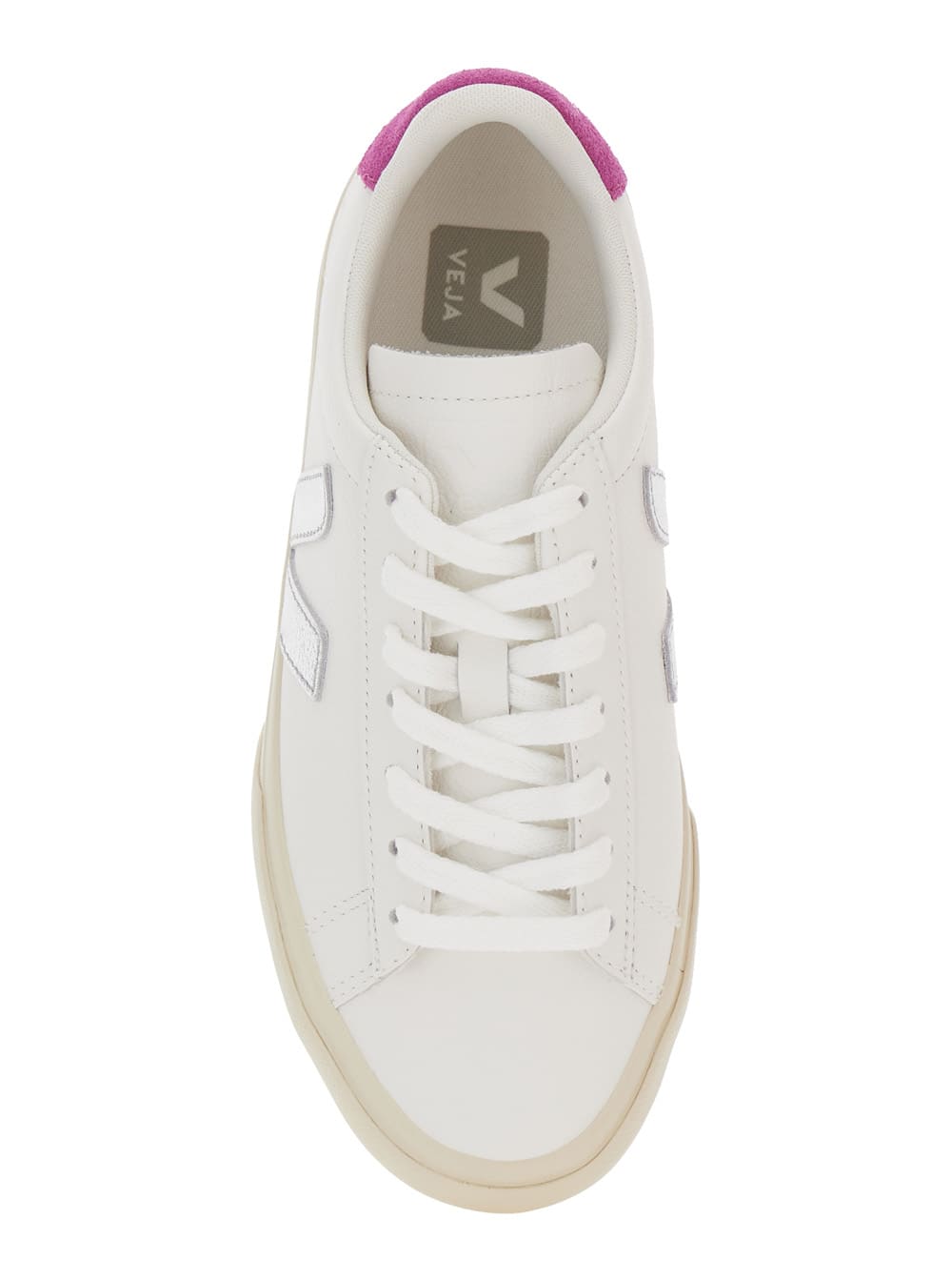 Veja Campo White Low Top Sneakers With Contrasting Heel With Logo Lettering And Logo Patch On The Side In In White