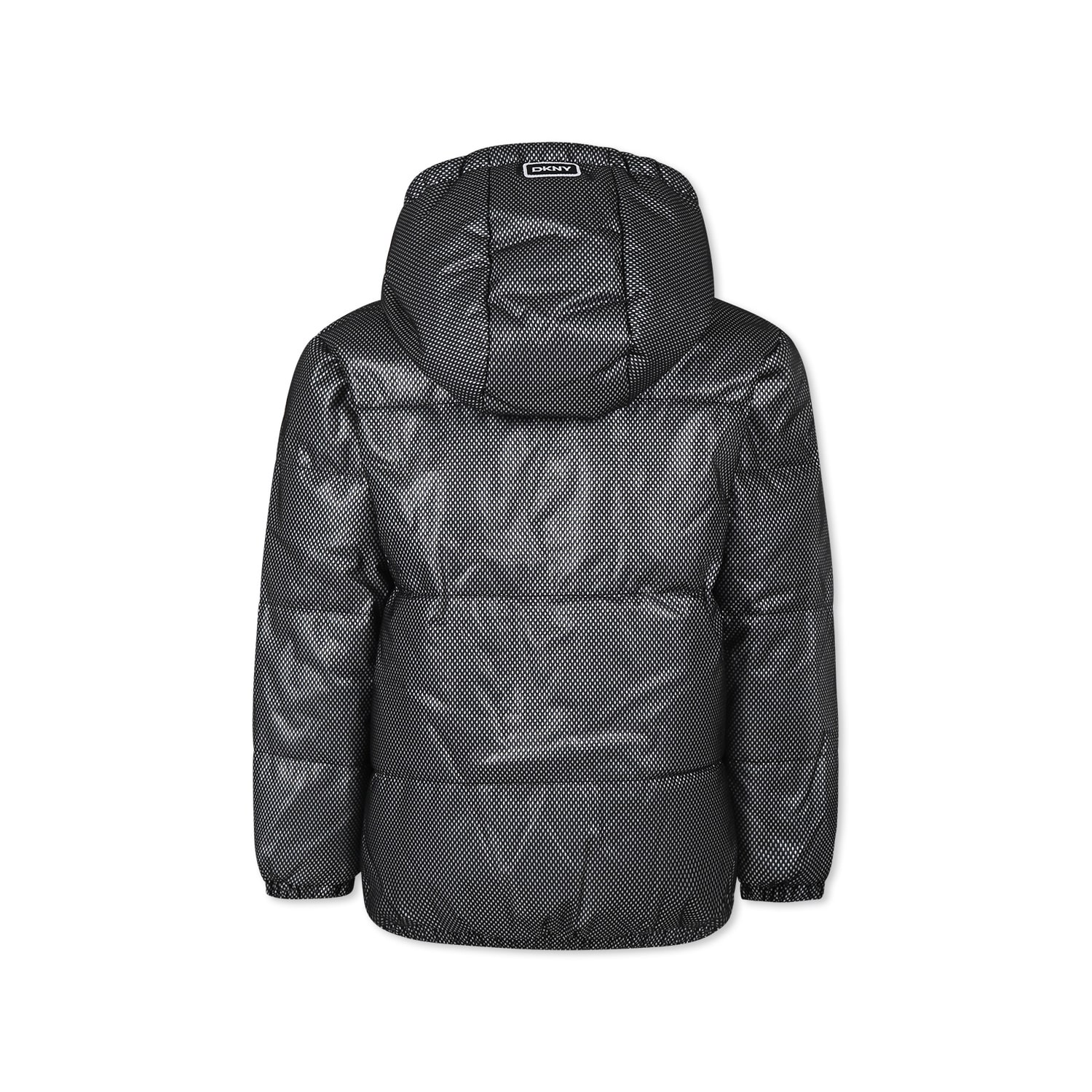 Dkny Black Reversible Down Jacket For Girl With Logo In Gray